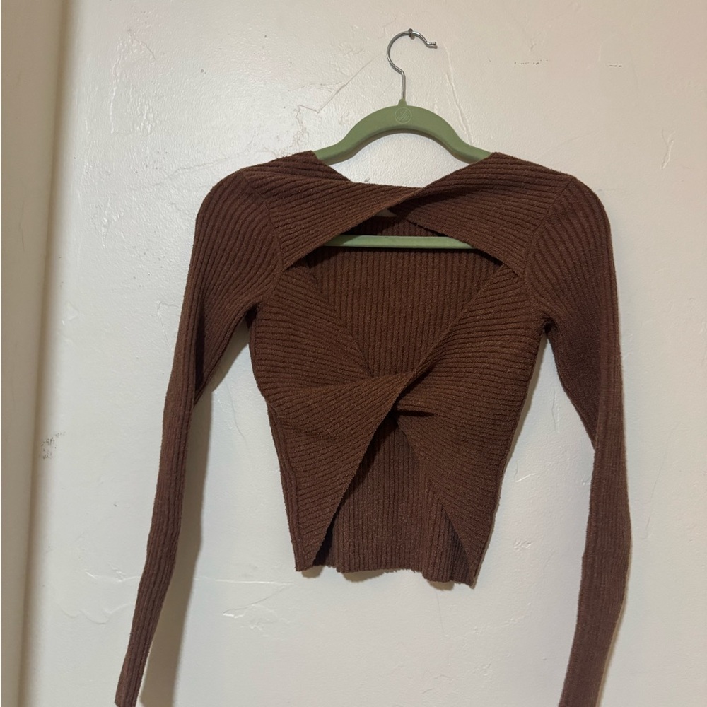 Astr Brown Ribbed Sweater - Picture 2 of 3